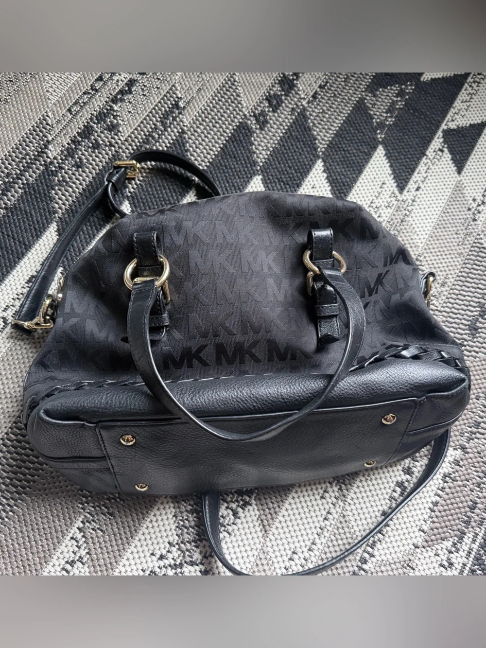 Michael Kors Black Logo Dome Shoulder Bag
